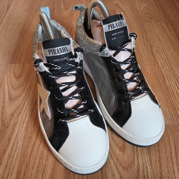 Piranha Low Top Distressed Glittery Leather Casual Sneakers Shoes Size EU 37 - Picture 10 of 16